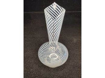 White Striped Murano Glass Decanter