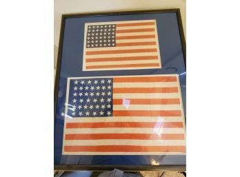 Pair Of Mounted Flags 39 Stars And 42 Stars