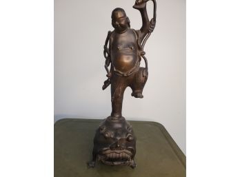 Bronze Figure Of Liu Hai A Top A Three Legged Toad