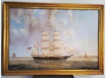 Oil On Canvas Tall Sailing Ship