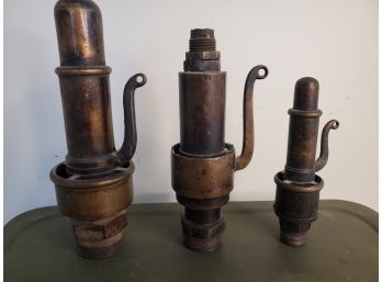Lot Of 3 Brass Steam Whistles