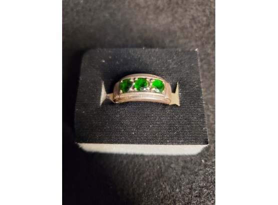 Silver And Emerald Ring