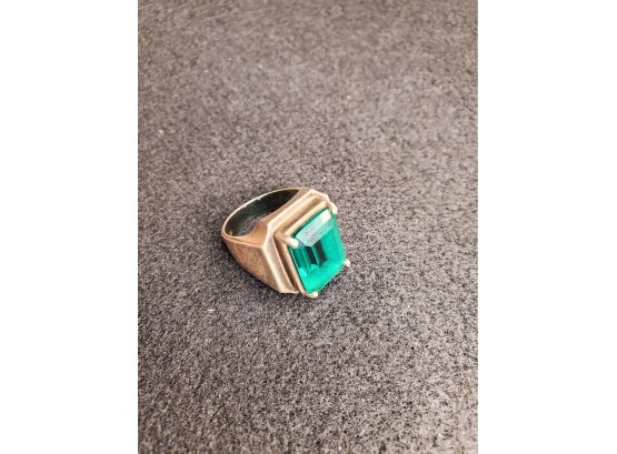 Silver Ring With Synthetic Emerald