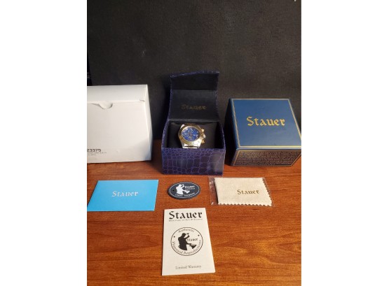 Mens Stauer Corso Blue, Working Condition, Gold And Silver Tone,