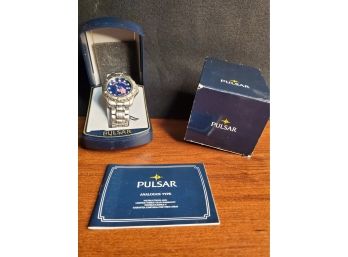 Pulsar Mens Watch, Analog, United We Stand Face, Fairly Used Condition, In Need Of Cleaning, Likely Needs Batt