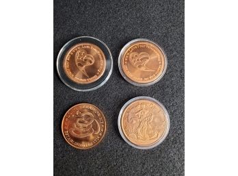 1 Lot Of Four Collectible Copper Coins,