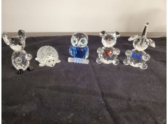 Set Of Crystal Animal Figurines