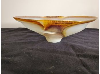 Elegant Iridescent Oval Shaped Glass Bowl