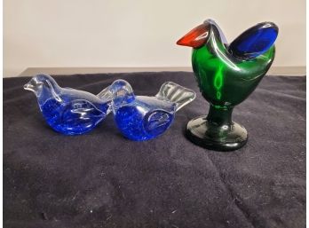 Three Glass Birds, One Signature Oiva Toikka