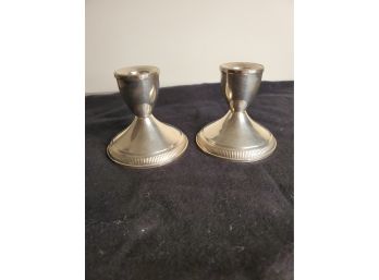 Pair Sterling Silver Weighted Candlesticks