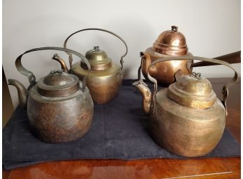 Set Of Four Copper Teapots From Finland