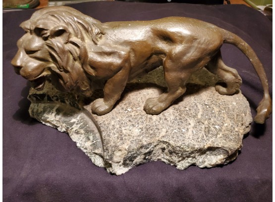 Heavy Broze Lion On Marble/Granite Plinth