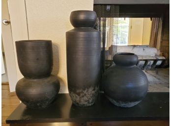 3 West Elm Terra Cotta Decorative Pots