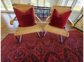 Pair Of Wicker And Chrome Chairs