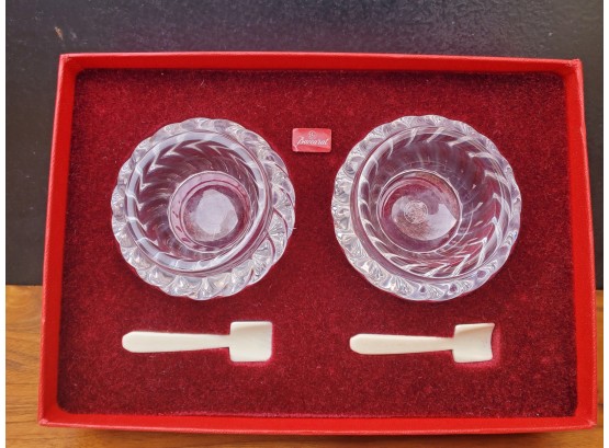 Pair Of Baccarat Sale Cellars With Spoon