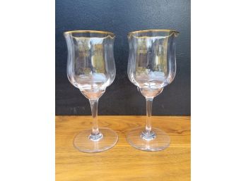 Pair Of Baccarat Capri Gold Wine Glasses Shipping Available For This Item