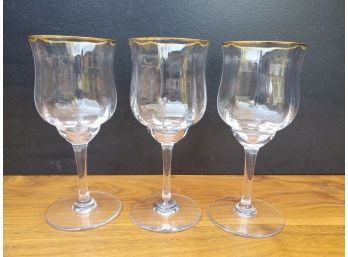 Group Of Three Baccarat Capri Gold Wine Glasses.  Shipping Available For This Item