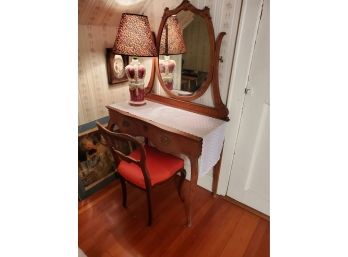 Make Up Table With Mirror, Chair And Lamp