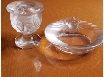Partial Lalique Glass Smokers Set