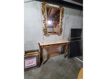 Gilt Mirror And Marble Top Table