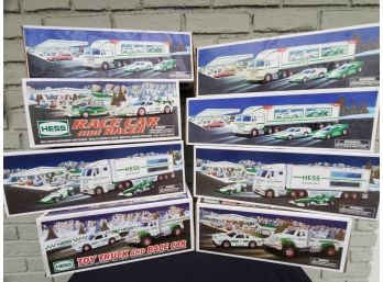 Lot Of Hess Trucks Featuring Race Cars