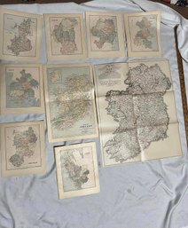 Antique Ireland Maps  Collection 1846, 1884 And 1879 (QTY 9)