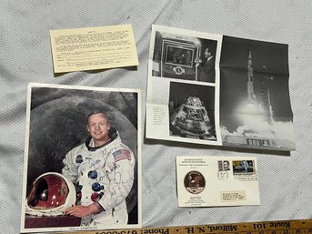 NASA Neil Armstrong Press Photo Autographed And First Day Cover