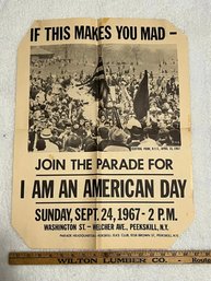 I AM AMERICAN 1967 Poster Protest Against Anti American / Flag Burning