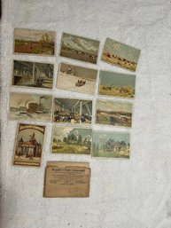 1893 Words Fair American Cereal Co. Oats Victorian Trade Card Set With Original Envelope (12 Cards)