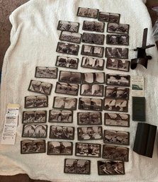 Stereoview Lot Cards And Wooden Viewer. (QTY 40 Cards)