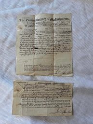 Antique Documents From Worcester County Massachusetts 1796 (QTY 2)