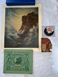 New Hampshire Lot Poster, Decal Label And Souvenir Booklets. (QTY 4)