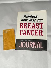 Breast Cancer Broadside Sign & The Pill 1964 Brochure