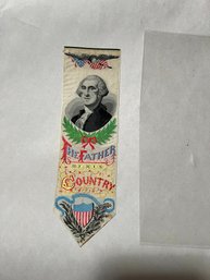 Antique Stevengraph Style Bookmark Silk President George Washington USA