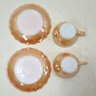Anchor Hocking Fire King Peach Lustre Swirl Demitasse Cups & Saucers Group- 4 Items