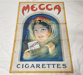 1908 Mecca Cigarettes Advertising Poster With Tobacco Country Flag Cards