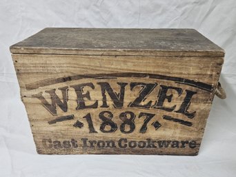 Wenzel 1887 Cast Iron Cookware Wood Crate Box