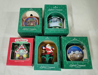 Assorted Boxed 1984 Hallmark Keepsake Holiday Magic Lighted Ornaments Group- ~5 Pieces