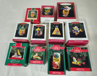 Assorted Boxed Hallmark Keepsake Collector's Series Crayola Crayon Ornaments Group- ~11 Pieces