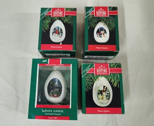 Boxed Hallmark Keepsake Collector's Series Winter Surprise 1-4 Ornaments Group- ~4 Pieces