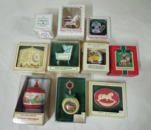 Assorted Boxed Hallmark Keepsake Baby's First Christmas Ornaments Group- ~10 Pieces
