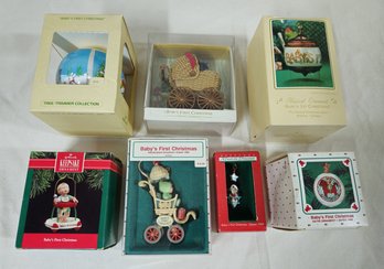 Assorted Boxed Hallmark Keepsake Baby's First Christmas Ornaments Group- ~7 Pieces