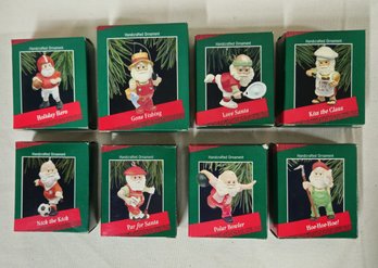 Assorted Boxed 1988 Hallmark Keepsake Santa Ornaments Group- ~8 Pieces