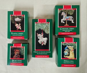 Assorted Boxed 1989 Hallmark Keepsake Artists' Favorites Ornaments Group- ~5 Pieces