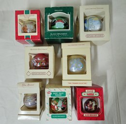 Assorted Boxed 1978-1987 Hallmark Keepsake Glass Ornaments Group- ~8 Pieces
