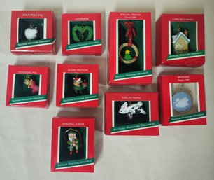 Assorted Boxed 1989 Hallmark Keepsake Miniature Ornaments Group- ~9 Pieces