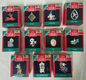 Assorted Boxed 1990 Hallmark Keepsake Miniature Ornaments Group- ~11 Pieces