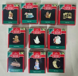 Assorted Boxed 1990 Hallmark Keepsake Miniature Ornaments Group- ~10 Pieces