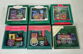 Assorted Boxed Hallmark Keepsake Collector's Series Tin Locomotive 3-8 Ornaments Partial Set Group- ~6 Pieces