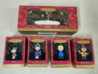 Boxed 1995 Hallmark Keepsake PEANUTS: A Charlie Brown Christmas Ornaments Complete Group- ~5 Pieces